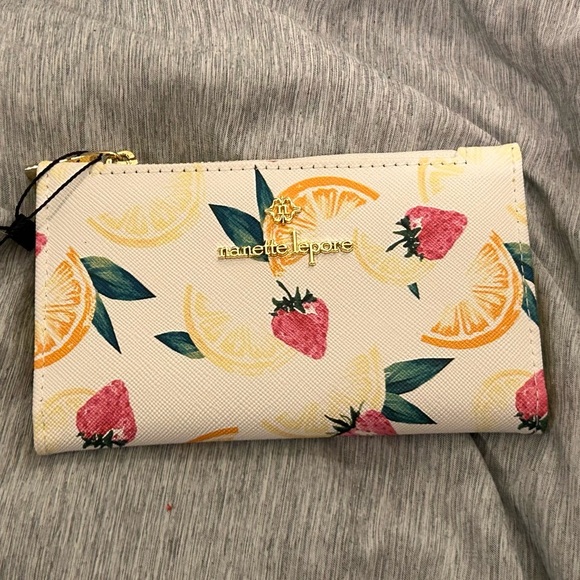 Nanette Lepore Handbags - NANETTE LEPORE Juicy Fruits Slim Bifold Wallet With Snap Button Closure.